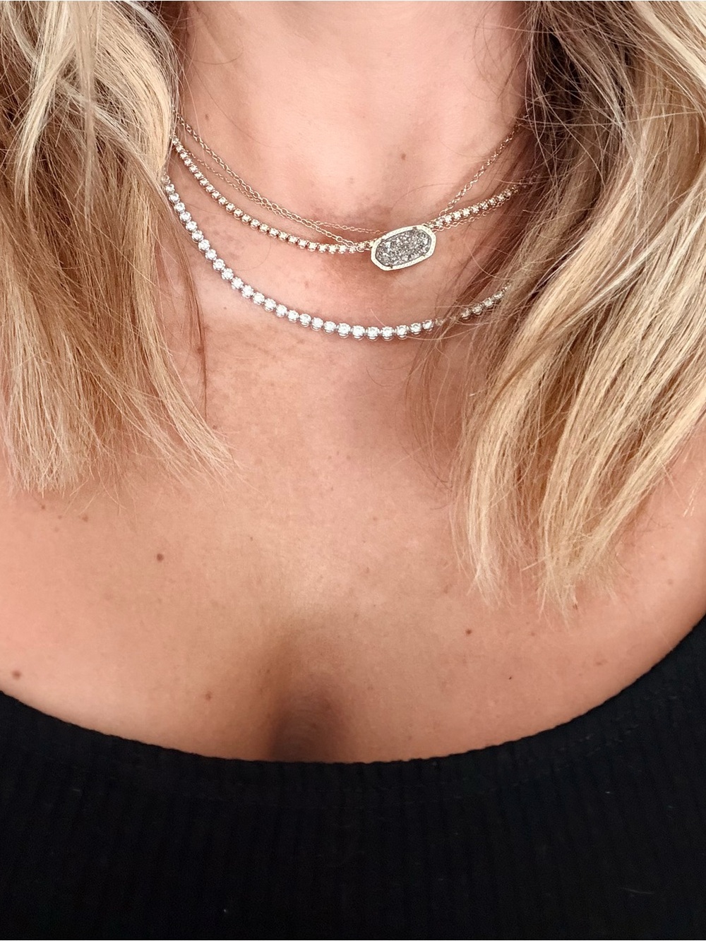 Kendra Scott Two-Tone Layered Necklace with Sparkling Druzy Oval